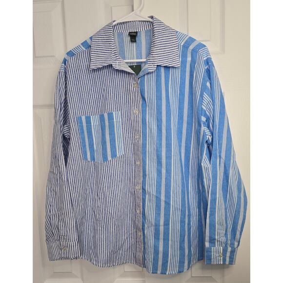 Wild Fable Women's Color Block Button Up Long Sleeve Shirt- Size Small - Picture 1 of 4